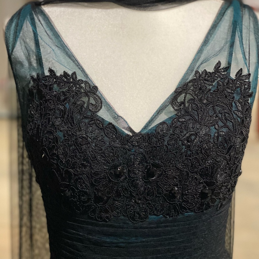 Vintage teal black dress NWT